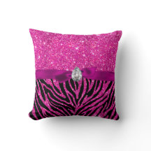 Hot Pink Glitter Zebra Pattern Rabibon Diamond Cut