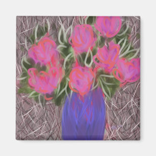 Hot Pink Glow Bouquet Originele Kunst Magneet