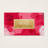 Hot Pink Gold Abstract Business Cards Visitekaartje (Voorkant)