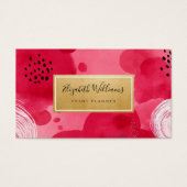 Hot Pink Gold Abstract Business Cards Visitekaartje (Voorkant)