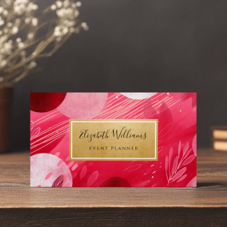 Hot Pink Gold Abstract Business Cards Visitekaartje