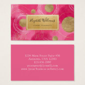Hot Pink Gold Abstract Business Cards Visitekaartje (Voorkant /achterkant)