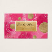 Hot Pink Gold Abstract Business Cards Visitekaartje (Voorkant)