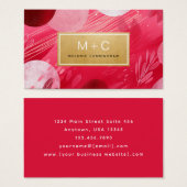 Hot Pink Gold Abstract Monogram Business Cards Visitekaartje (Voorkant /achterkant)