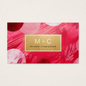 Hot Pink Gold Abstract Monogram Business Cards Visitekaartje (Voorkant)