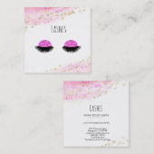 *~* Hot Pink Gold Abstract pastel Glitter Lashes Vierkante Visitekaartje (Voorkant / Achterkant)