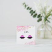 *~* Hot Pink Gold Abstract pastel Glitter Lashes Vierkante Visitekaartje (Staand voorkant)
