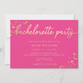Hot Pink Gold Bachelorette partijuitnodiging Kaart (Voorkant)