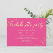 Hot Pink Gold Bachelorette partijuitnodiging Kaart (Staand voorkant)