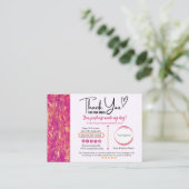 Hot Pink Gold Bedankt Visitekaartje (Staand voorkant)