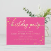 Hot Pink Gold Birthday Party - uitnodiging (Staand voorkant)