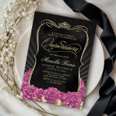 Hot Pink Gold Black Quinceañera Kaart