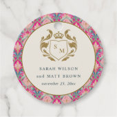  Hot Pink Gold Classy Floral Laurel Bruiloft Bedankjes Labels (Voorkant)