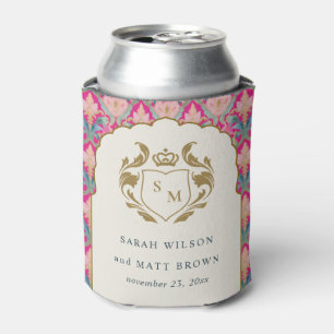 Hot Pink Gold Classy Floral Laurel Bruiloft Blikjeskoeler