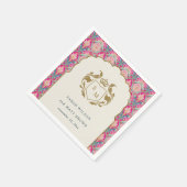  Hot Pink Gold Classy Floral Laurel Bruiloft Servet (Hoek)