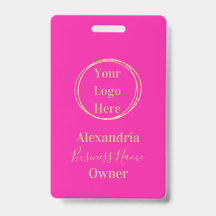 Hot Pink Gold Custom Business ID Werknemersnaam