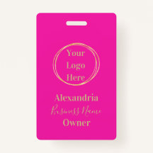 Hot Pink Gold Custom Business ID Werknemersnaam