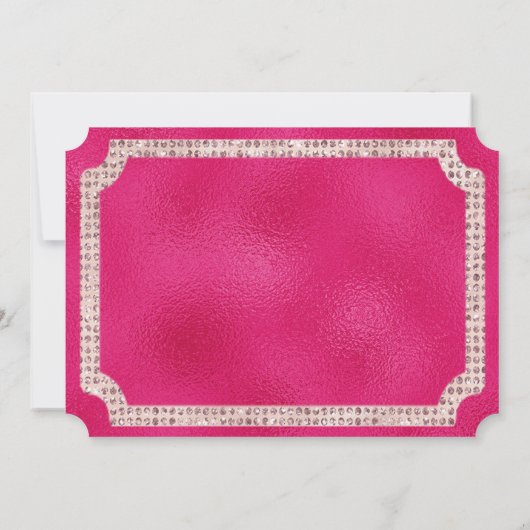 Hot Pink & Gold Diamonds en Glitter Ticket Kaart (Achterkant)
