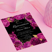 Hot Pink Gold Exclusieve bloemenquinceanera Kaart