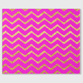 Hot Pink Gold Faux Foil Chevrons Metallic Chevron Cadeaupapier (Vlak)