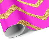 Hot Pink Gold Faux Foil Chevrons Metallic Chevron Cadeaupapier (Rol Hoek)