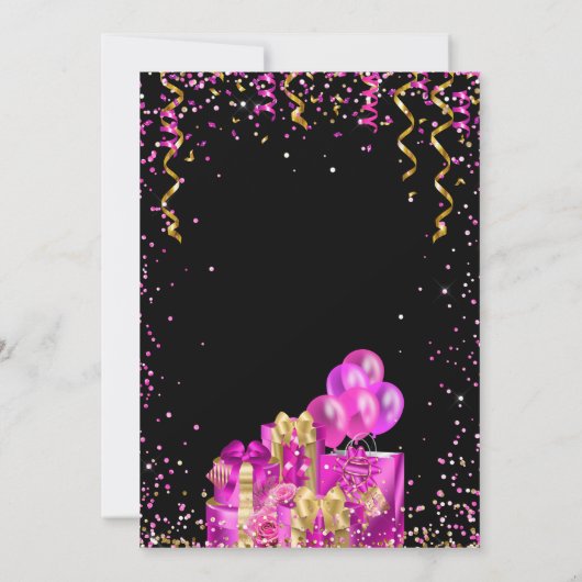 Hot Pink Gold Fifty Fabulous 50ste verjaardag Kaart (Achterkant)