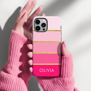 Hot Pink & Gold Girly op maat iPhone 15 Case