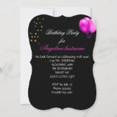 'Hot Pink Gold Glitter Balloons Birthday' Kaart (Achterkant)