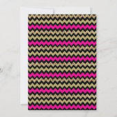 Hot Pink & Gold Glitter Chevron New Years Party Kaart (Achterkant)
