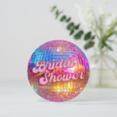 Hot Pink Gold Glitter Disco Ball Vrijgezellenfeest Kaart (Staand voorkant)