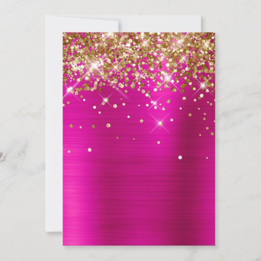 Hot Pink Gold Glitter Folie Ballon 21e verjaardag Kaart (Achterkant)