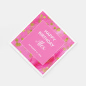 Hot Pink Gold Glitter Surprise Birthday Party Servet (Hoek)
