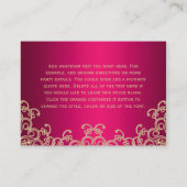 Hot Pink Gold Indiase geïnspireerde behuizing Kaar Informatiekaartje (Achterkant)