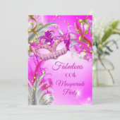 Hot Pink Gold Masquerade Party - Fantastische fees Kaart (Staand voorkant)