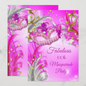 Hot Pink Gold Masquerade Party - Fantastische fees Kaart (Voorkant / Achterkant)
