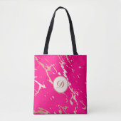 Hot Pink & Gold Monogram Aangepast Tote Bag (Voorkant)