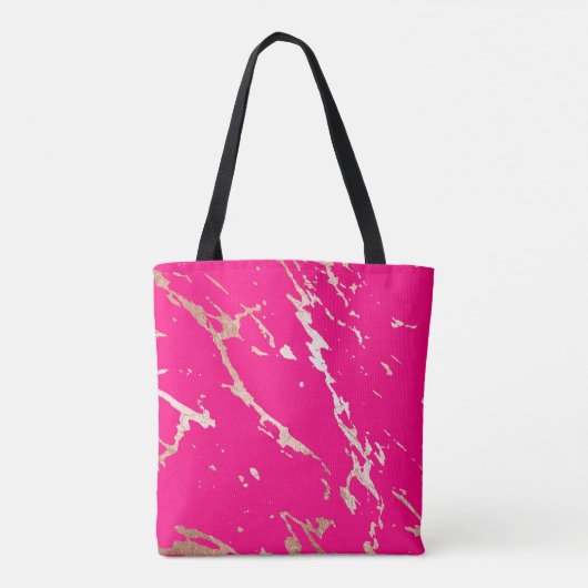 Hot Pink & Gold Monogram Aangepast Tote Bag (Achterkant)