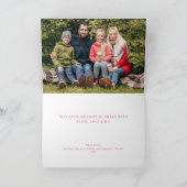 Hot Pink Gold Ornamenten kerstfoto Feestdagen Kaart (Binnen)