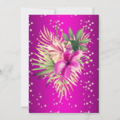 Hot pink gold palms floral Birthday Party Kaart (Achterkant)