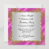 'Hot Pink Gold Silver Women's Birthday Party' Kaart (Achterkant)