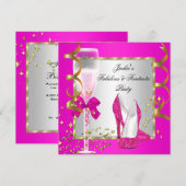 'Hot Pink Gold Silver Women's Birthday Party' Kaart (Voorkant / Achterkant)