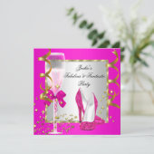 'Hot Pink Gold Silver Women's Birthday Party' Kaart (Staand voorkant)