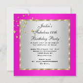 'Hot Pink Gold Silver Women's Birthday Party' Kaart (Achterkant)