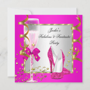 'Hot Pink Gold Silver Women's Birthday Party' Kaart