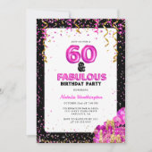 Hot Pink Gold Sixty Fabulous 60e verjaardag Kaart (Voorkant)