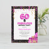 Hot Pink Gold Sixty Fabulous 60e verjaardag Kaart (Staand voorkant)