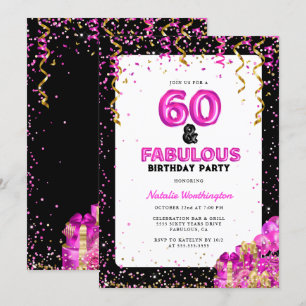 Hot Pink Gold Sixty Fabulous 60e verjaardag Kaart
