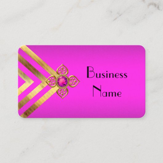 Hot Pink Gold Stripe Deco Visitekaartje (Voorkant)