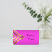 Hot Pink Gold Stripe Deco Visitekaartje (Staand voorkant)