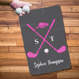 Hot Pink Golf Club White Bows Custom Birthday Golfhanddoek